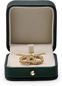 Leather Necklace Boxes Jewelry Gift Pendant Box Elegant Necklace Case for Birthday, Proposal, Engagement, Wedding, Valentine's Day(Green)