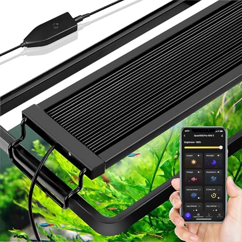 SlimLED Rampe LED Aquarium avec la Fonction Minuterie, Bluetooth Smart APP Control Fish Tank Light, Éclairage Réglables à Spectre Complet pour Plantes d'Aquarium...