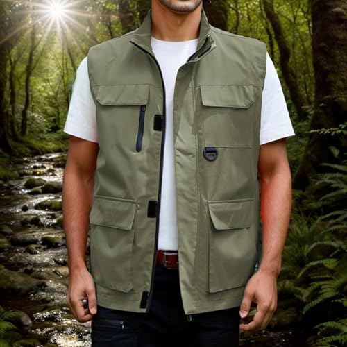 Gilet de pêche léger et respirant sans manches avec plusieurs poches pour le camping et la chasse