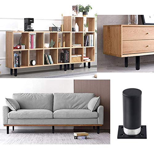 Kyuionty Set Of 4 Furniture Legs 3 Inch, Adjustable Aluminum Alloy Cabinet Legs, Metal Round Sofa Support Foot, Adjustable Feet For Kitchen, Table, Cabinet, Shelves, 1.5 Inch Diameter #TOP5