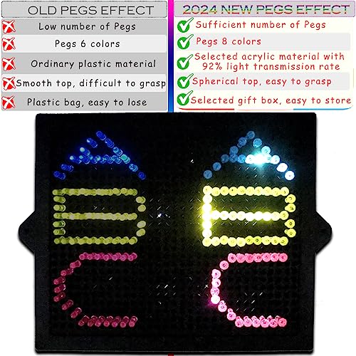 Image of 320Pcs Pegs Refill for Light Brite，Light Bright Glow Pegs 8 Colors with Excellent Clear, LED Light Up Board Toy Replacement Peg for Kids Aged 3 +