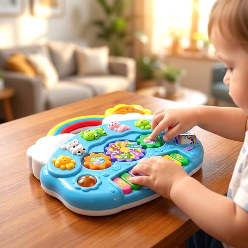 Image of VGRASSP 8 Key 3 Modes Musical Rainbow Piano Toy for Kids with Flashing Lights - Interactive Learning Keyboard with Animal Sounds and Melodies - Educational Gift - Multicolor