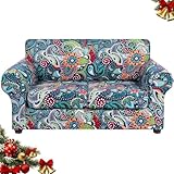 hyha Couch Cover, Loveseat Covers, Floral Pattern, Stretch, Printed, 3 Pieces, Sofa Slipcovers, for 2 Separate Cushion Couch Sofa, Washable Furniture Protector for Dogs(Loveseat, Paisley Floral)