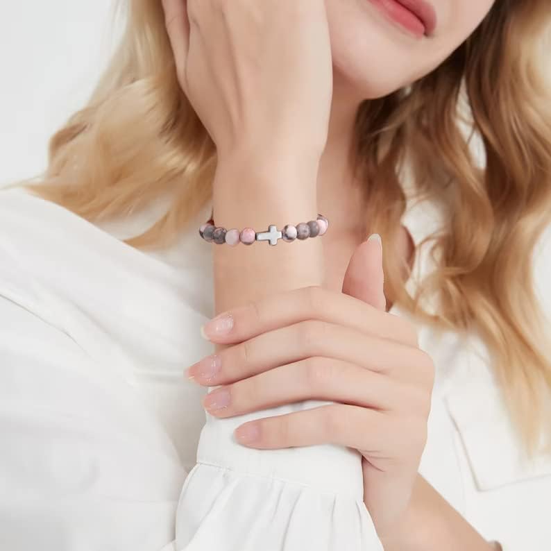 QWNHONEY Christian Gifts for Women Cross Beads Bracelet Catholic Religious Mothers Day Birthday Christmas Gifts for Women Mother Daughter Sister Girlfriend Grandma Wife3