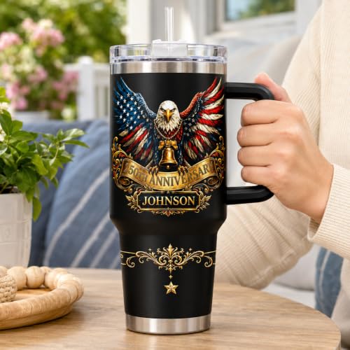 Image of Personalized 250th Anniversary Of America Tumbler - Custom Patriotic USA Flag 1776-2026 Gifts - US Eagle Freedom Tumbler 40oz A20 - American Flag Independence Celebration Gifts For Men, Women
