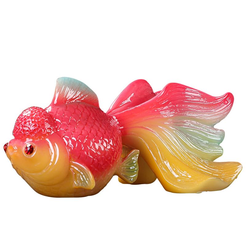 Hormsdar Color Changing Prosperity Ahead Resin Tea Pet Rainbow Lucky Koi Statue Kung Fu Tea Tray Decor Tea Lover's Gift Home Office Desk Feng Shui Ornament