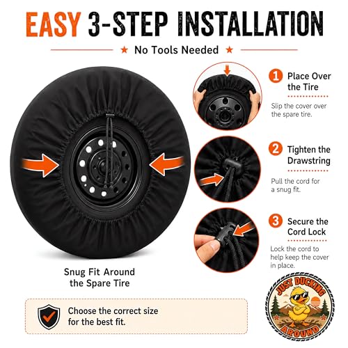 Image of Funny Duck Spare Tire Cover, Just Ducking Around Duck Printed Tire Cover for SUVs RVs Trailers Campers Trucks, Outdoor Spare Wheel Protector(16 inch for Diameter 29 inch-31 inch)
