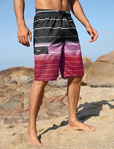 Image of Nonwe Men's Beachwear Quick Dry Striped Board Shorts