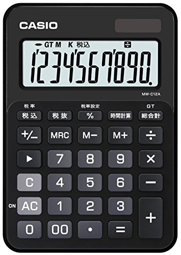カシオ カラフル電卓 ミニジャストタイプ 10桁 MW-C12A-BK-N スマートブラック