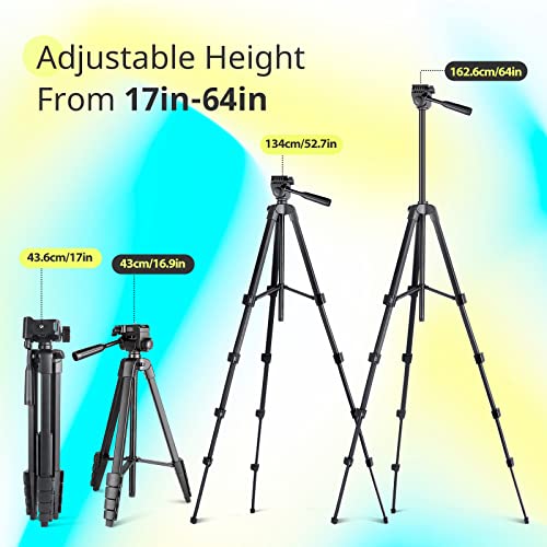 Sensyne 64" Camera Tripod Stand, Versatile Phone & iPad Tripod with Wireless Remote and 2-in-1 Phone Holder for Selfie/Video Recording/Photo/Live Stream/Vlog - Image 5