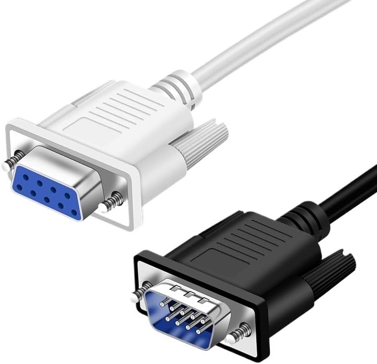 DB9 Direct Connection Data Cable RS232 Serial Port Connectors 30AWG Pure Copper Nickel Plated 9Pin COM Extension Cord(Balck FF,15M)