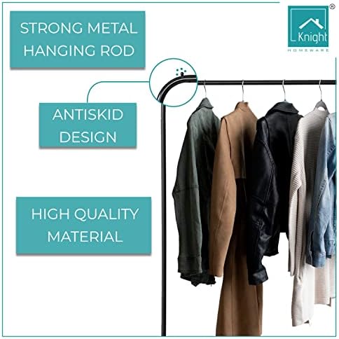Knight Metal Garment Rack Clothes Rack With Lower Storage Shelf For Shoes And Accessories Free Standing Shelf For Bedroom - Black
