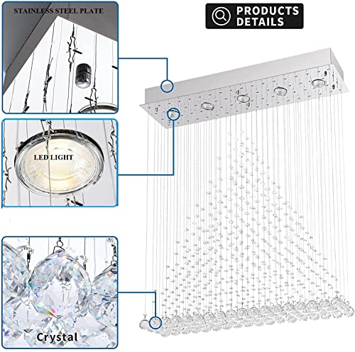 Image of CRYSTA WORLD Raindrop K9 Crystal Modern Chandelier for Home (Piraamid, L22 /W5 /H18)(AC /DC)