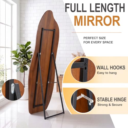 Image of Story@Home Asymmetrical Mirror 5.25 Feet | Wooden Mirror Full-Length | Aesthetic Standing Mirror for Bedroom, Home Decor Wall Mounted for Bedroom Living-Room - Walnut