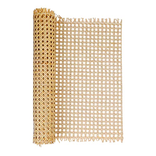 16 x5FT Natural Rattan Cane Webbing Woven Open Mesh Cane Net Roll for DIY Caning Furniture Decor Projects: Chair Cabinet Ceiling and Door(59x17 in)