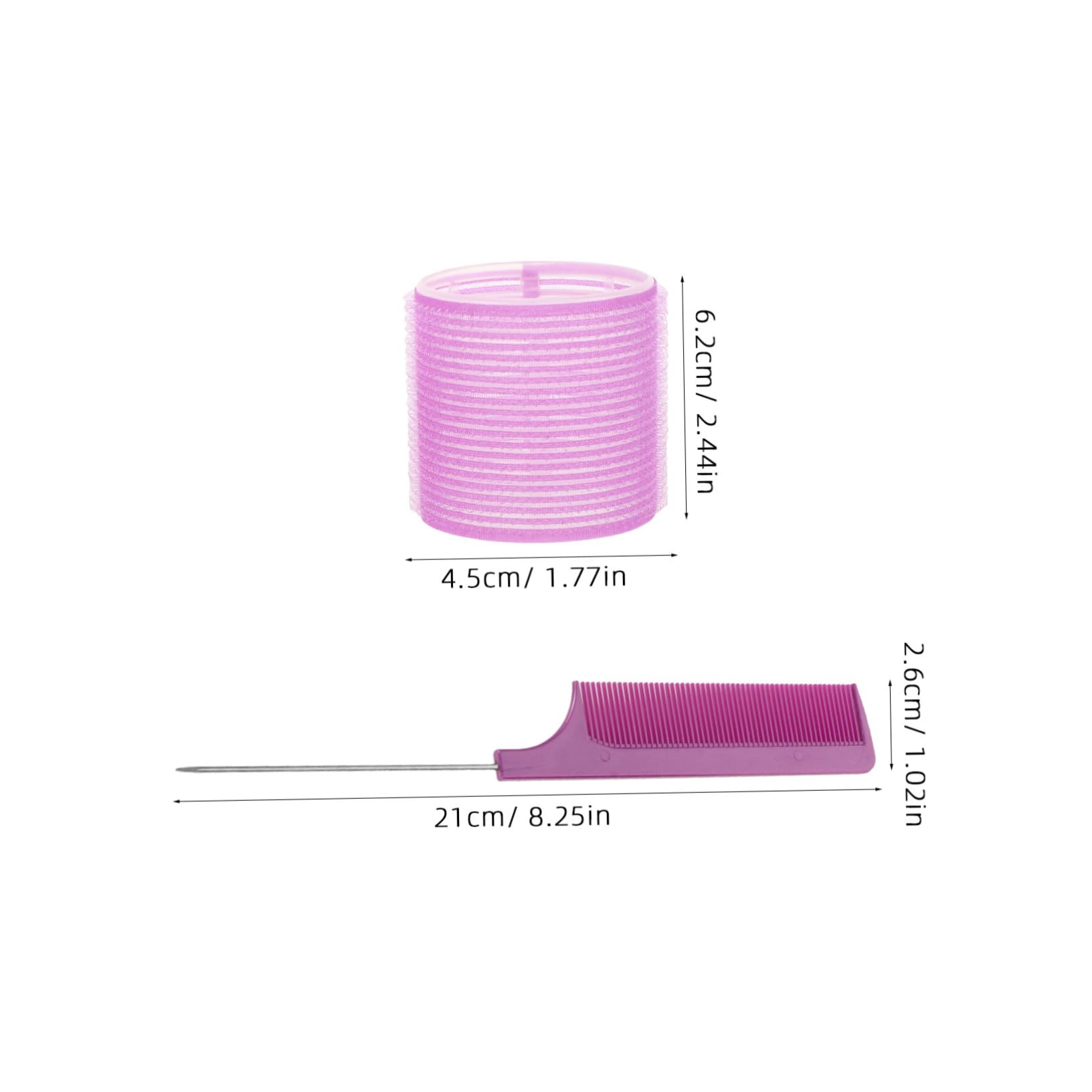 Ipetboom 1 Set Self Grip Hair Curlers Set Rollers with Colored Clips Rat Tail Comb for Effortless Bang Styling No Heat Hairdressing for Long and Short Hair Purple
