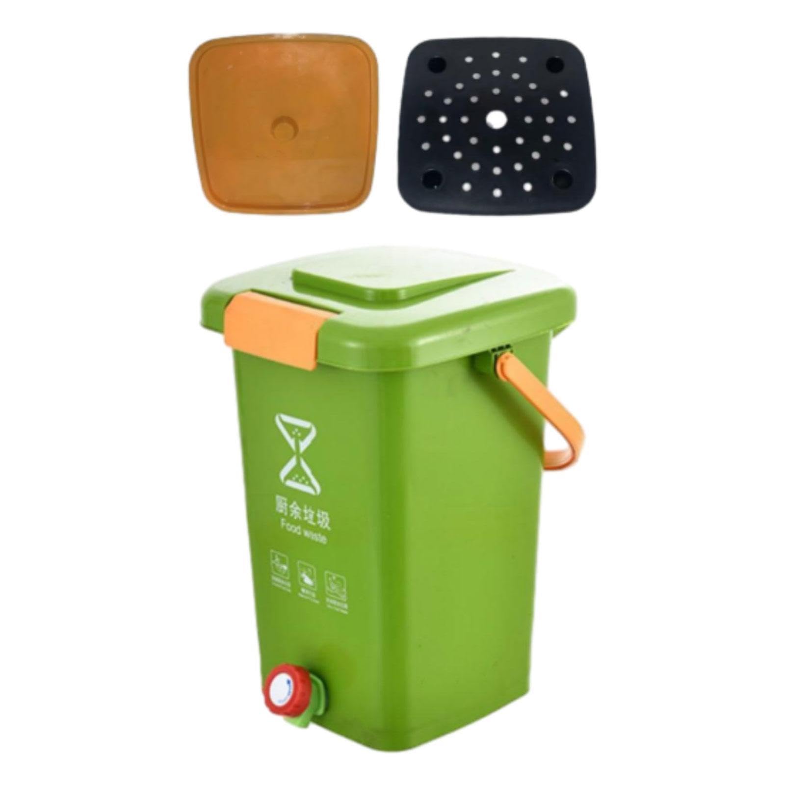 Seau à compost pour déchets de cuisine élégant pour garde-manger, comptoir de maison, L, vert