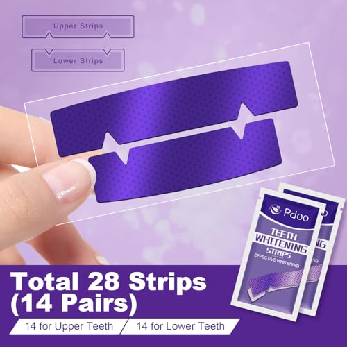 Image of Purple Teeth Whitening Strips - 28 Teeth Whitener Strips (14 Uses) | Purple Color-Correcting Gel Technology | Teeth Whitening Kit for Sensitive Teeth | Enamel Safe, Peroxide-Free for a Brighter Smile