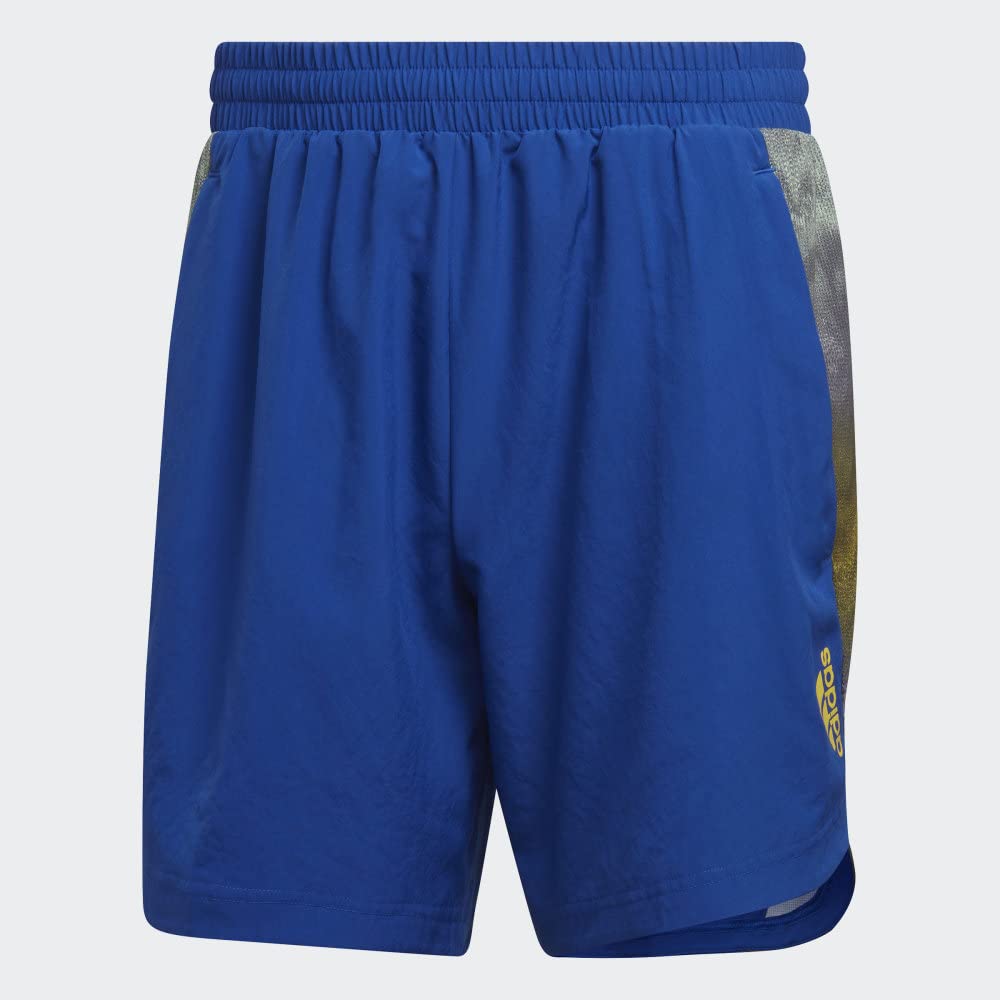 Adidas AEROREADY - Pantaloncini da Allenamento con Grafica a 4 movimenti ad Alta intensit, Team Royal Blu/Giallo Impatto, XL