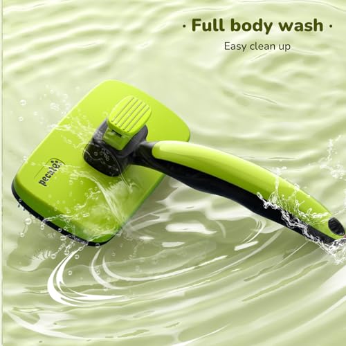 pecute Hundebürste Katzenbürste Haustierbürste Groß, Selbstreinigende Zupfbürste, Hundekamm Fellbürste, Massage Fellpflege Bürste für Katzen Hunde Langes Haar(Groß, Grün)