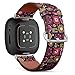 CJBROES Replacement Leather Watch Band, Compatible with Fitbit Versa 3 and Fitbit Sense of Wristband Bracelet Accessory - handdrawpattern