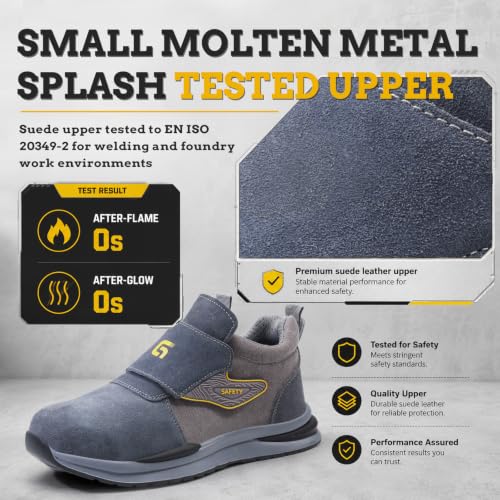 Image of GLANOUDUN Steel Toe Boots for Men, Welding Work Boots with Puncture-Resistant Midsole, High Top Hook and Loop Safety Footwear for Welding Workshop Construction Warehouse Factory