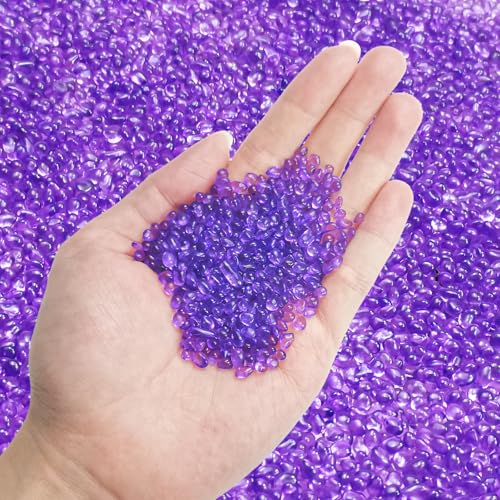 Image of Keedolla 2 lbs /900g Fish Tank Rocks Gravel, Betta Fish Tank Beads Pebbles Aquarium Glass Rocks Stones Marbles Small for Fish Tank, Vase Filler, Succulent Plants Decor - Purple