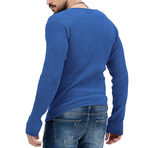 Men's Sexy Deep V Neck Knitted Sweater Slim Fit Lightweight Vintage Pullover Casual Long Sleeve Knitwear Tops3