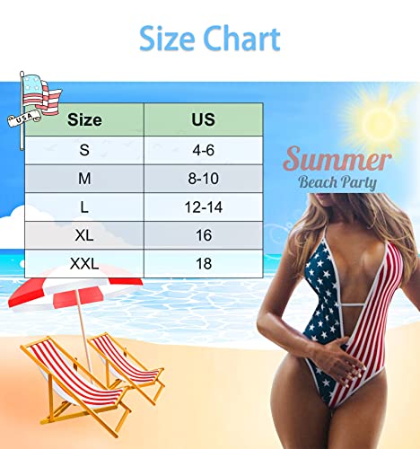 American Flag One Piece Thong Swimsuits Women Sexy Monokini USA 4th of July Bathing Suit4