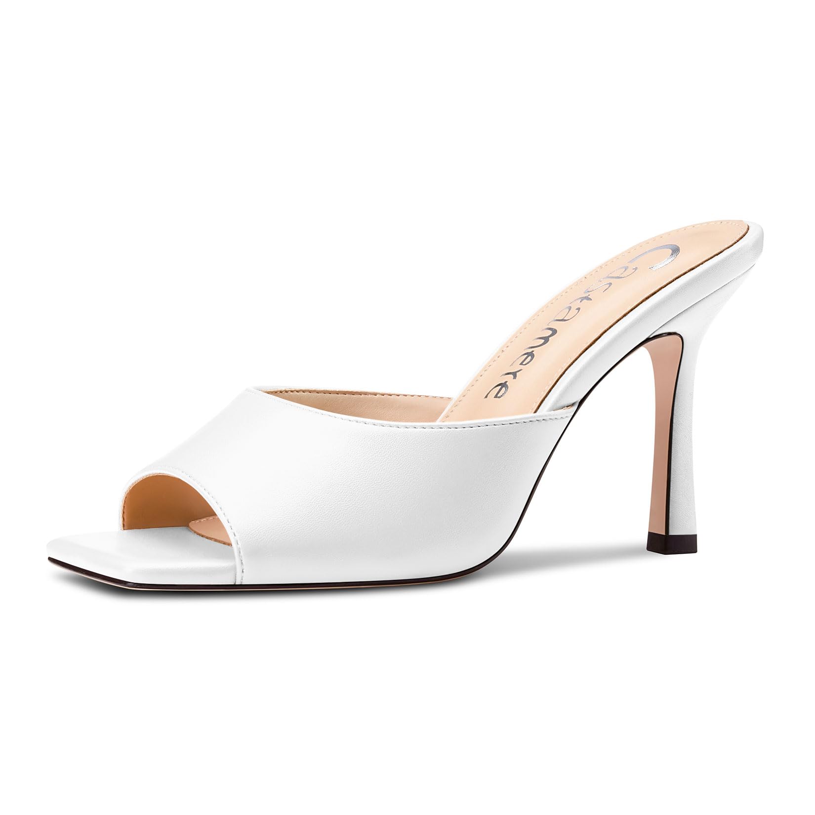 Castamere Square Open Toe Heeled Sandals for Women High Stiletto Heels Slip-on Mules Dress Comfortable Casual Summer Shoes 3.5 Inches Heels