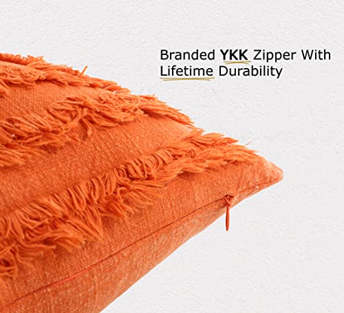 Image of mosey 12x20 Cushion Covers Set of 2 | 100% Cotton Rectangle Cushion Covers for Sofa, Bed | Boho Rectangular Shape Cushion Covers 12 inch x 20 inch | Orange