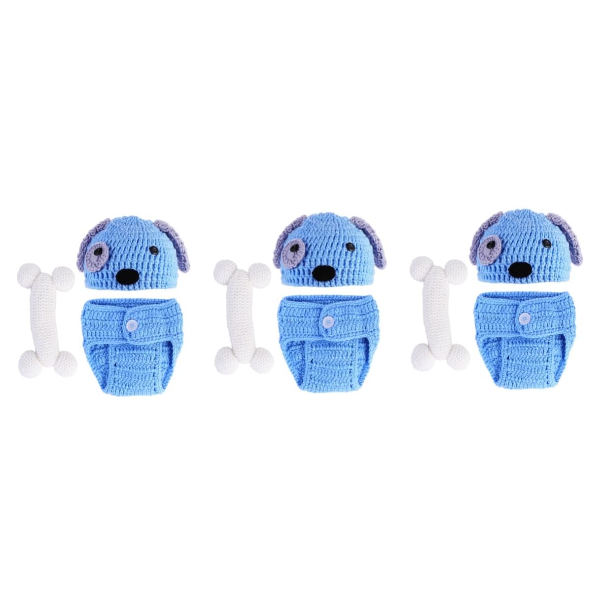 BESPORTBLE Ropa Recién Nacida Tejida A Mano Traje De Fotografía Recién Nacido Ropa Infantil Trajes De Cachorro Ropa De Bebé Gorro Tejido Bebe Azul Algodón