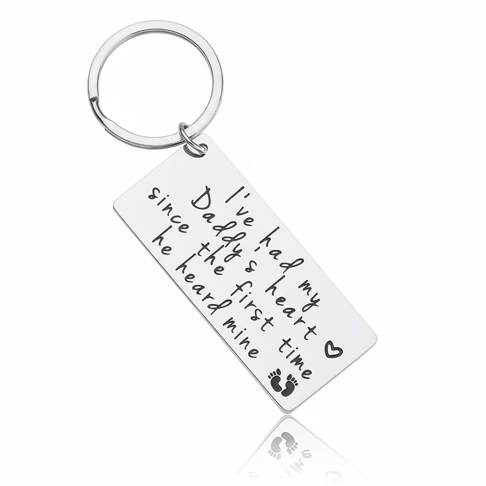 Dad Gifts Keychain from Daughter Son for Daddy New Dad Birthday Christmas Father’s Day Wedding Engraved I've Had My Daddy's Heart Since the First Time He Heard Mine Keyring Jewelry Gift-image-36