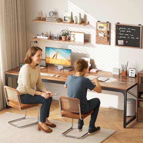 Image of PRAISUN 78.7 X 29.5 Inch Computer Desk with Deeper Desktop, Long Gaming Office Writing Work Desk for Home Office, Study, Bedroom, Work from Home, Metal Frame, Rustic Brown