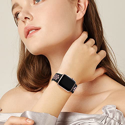 Image of Lerobo Sport Band Compatible with Apple Watch Band Ultra 49mm 45mm 44mm 42mm 41mm 40mm 38mm for Men Women,Soft Silicone Breathable Strap Sport Band for iWatch Ultra 2 SE Series 9 8 7 6 5 4 3 2 1