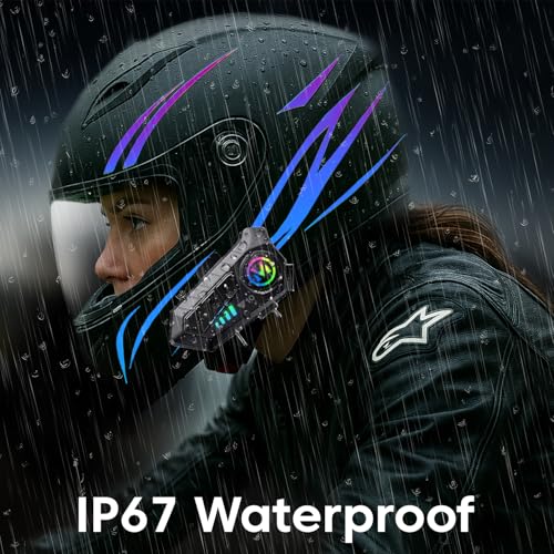 Image of Sounce Bluetooth Motorcycle Helmet Headset with Dual Phone Connection, Wireless 5.3, Hands-Free Calling, Music & GPS Navigation Support, IP67 Waterproof, Universal Helmet Compatibility for Android