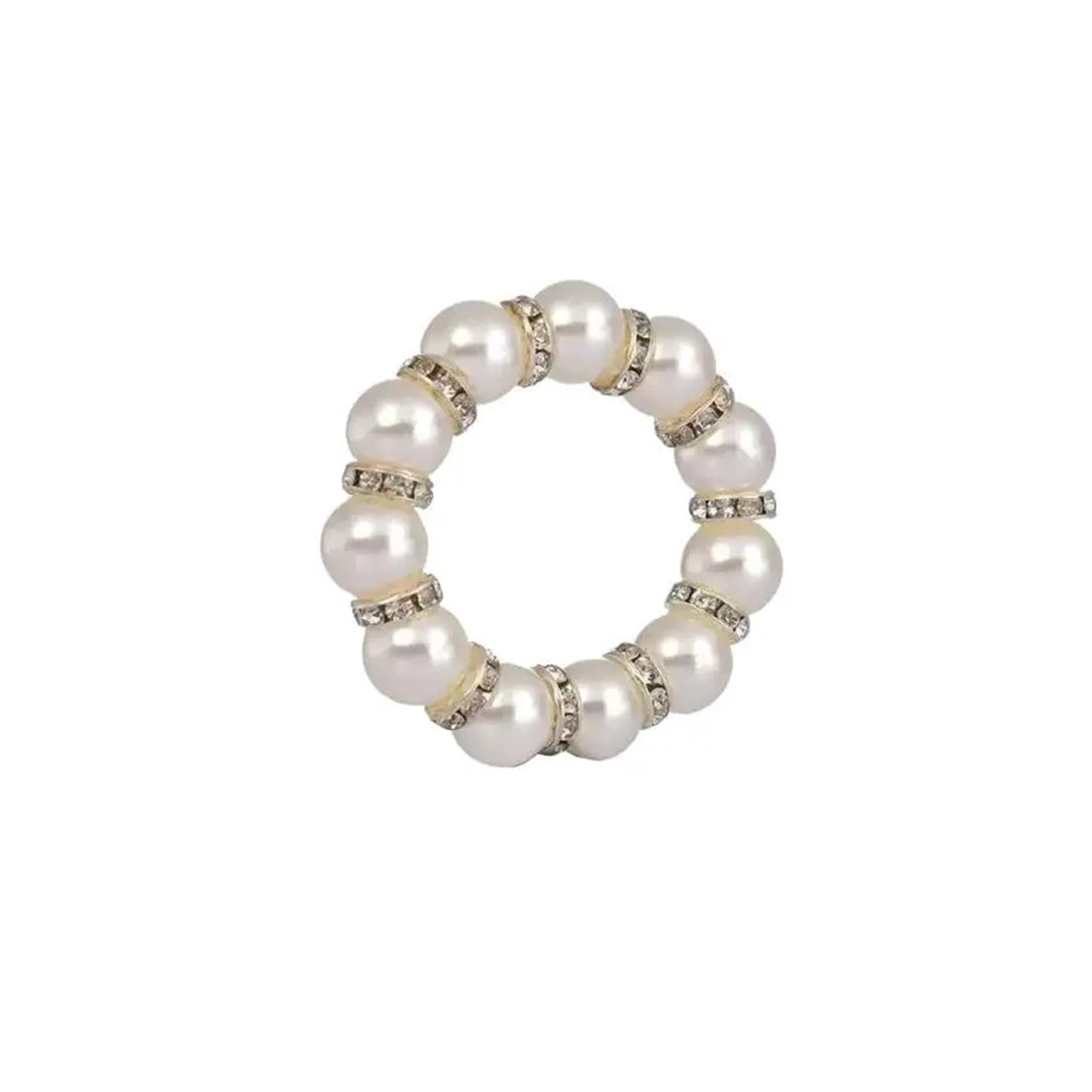 24PCS Gold Beaded Napkin Rings 4cm Elastic Pearl Holder for Dinner Banquet