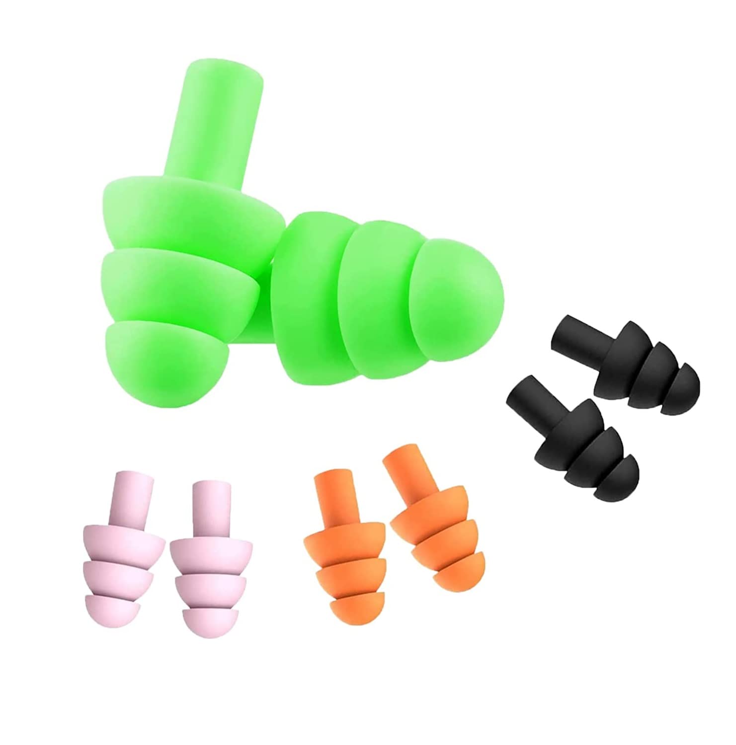 Premium Waterproof Silicone Earplugs for Swimming, Sleeping & Noise Control | Soft Reusable Ear Plugs with Secure Fit | 30 dB Sound Reduction for Travel, Study, Meditation & Water Activities | Kids & Adults ( 5 Pair Multi Color )-picture-53