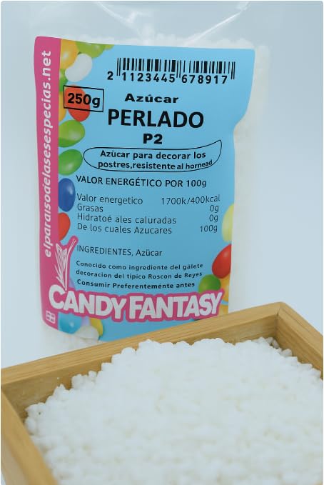 Azúcar Perlado para decoración de tamaño Medio P2 - Gofres – Candy Fantasy | Azúcar para Roscón de Reyes, Bollería y Pan Dulce | Repostería Profesional y Casera | Resistente al Horneado