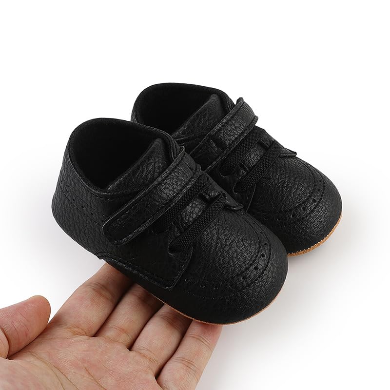 Baby Boys Girls Rubber Sole Pu Leather Oxford Sneakers, Reteo Newborn Infant Soft First Walkers Shoes2