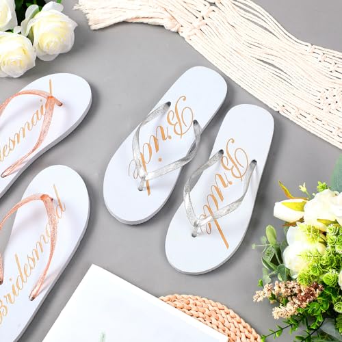 Cozypower 7 Pairs of Bride Bridesmaid Flip Flops Bachelorette Party Slippers Bridal Party Gifts Bridal Slippers for Wedding3