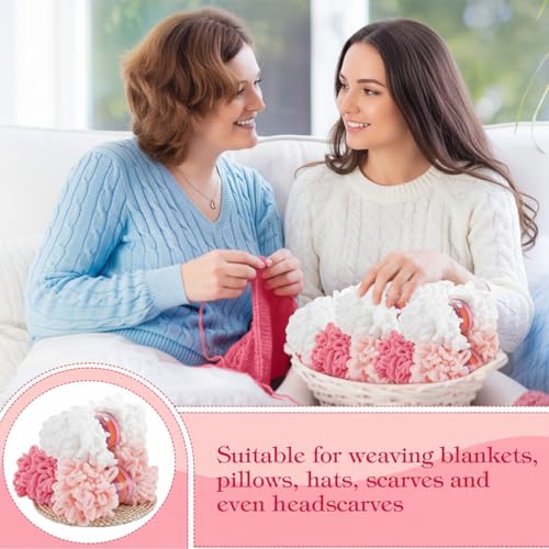Image of Threlaco 6 Pack Loops Yarn Bulk for Finger Knitting Soft Chunky Yarn 600 G / 6 Skeins for Beginners DIY Hand Knitting No Needles or Hooks (White, Pink, Carmine)