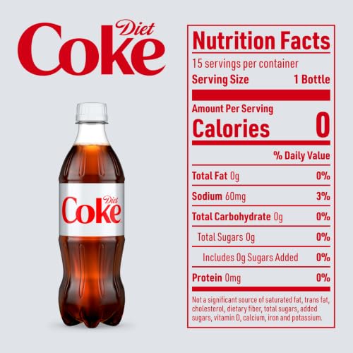 Image of Diet Coke Soda Soft Drink Bottles, 16.9 fl oz, 15 Pack