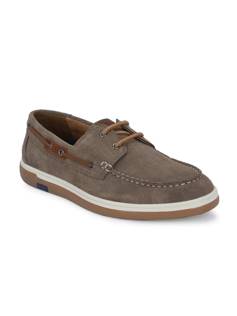 Suede Casual Leather Boat Shoes for Men with Lace ups and TPR Sole-image-28