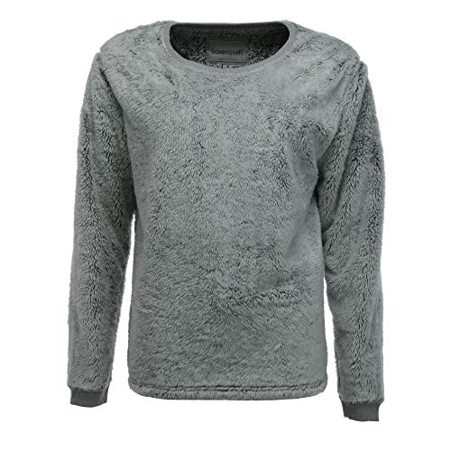 boxercraft Women's Fuzzy Fleece Crew Sweatshirt, Small, Frosty Grey