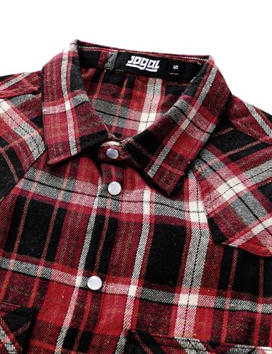 JOGAL Mens Western Pearl Snap Shirts Plaid Lightweight Flannel Shirt Long Sleeve Work Shirts for Men3