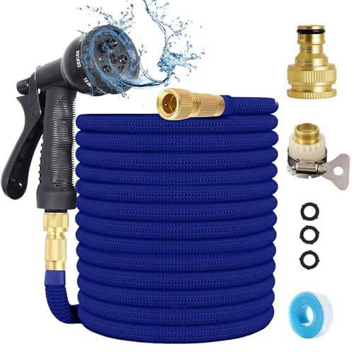 Gartenschlauch Flexibel 15m/50ft, Flexibler Gartenschlauch 3/4 Zoll und 1/2 Zoll Wasserschlauch Flexibler mit 7 Funktionen Garten Handbraus, Dehnbarer Garden Hose für Gartenbewässerung, Autowäsche Gartenschlauch Flexibel 15m/50ft, Flexibler Gartenschlauch 3/4 Zoll und 1/2 Zoll Wasserschlauch Flexibler mit 7 Funktionen Garten Handbraus, Dehnbarer Garden Hose für Gartenbewässerung, Autowäsche