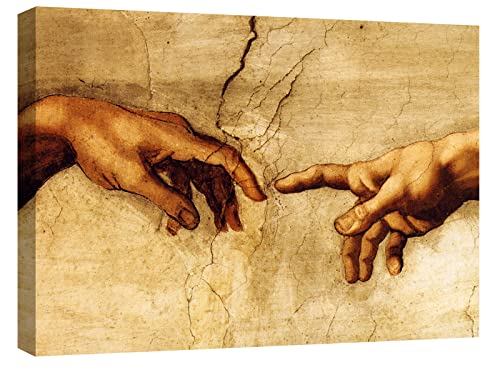 canvashop Quadro Michelangelo La Creazione 70X50 Cm Stampa Su Tela Canvas Quadri Moderni Soggiorno Arte Sacra Arredo Casa Riproduzione Artisti Famosi
