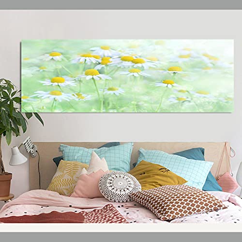 Toile peinture paysage printemps fleur 70x210cm pour decoration grand format salon