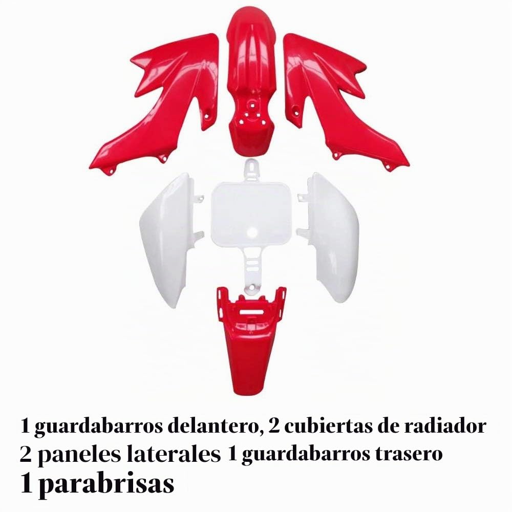 Lucky Seven - Kit de plásticos CRF50 en rojo y blanco, compatible con determinados modelos de moto y tipos como pit bike o moto offroad